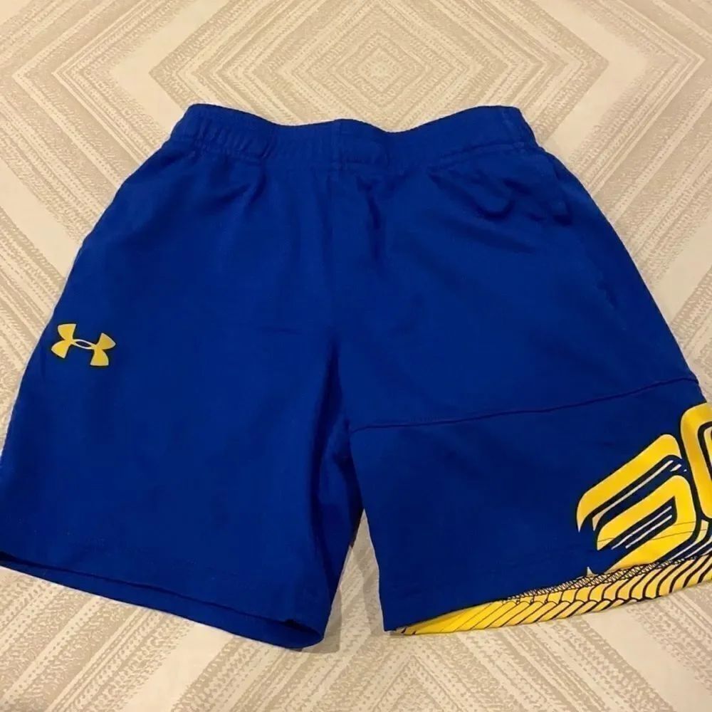 Under Armour Boys Royal Blue & Yellow SC Athletic Shorts Size S